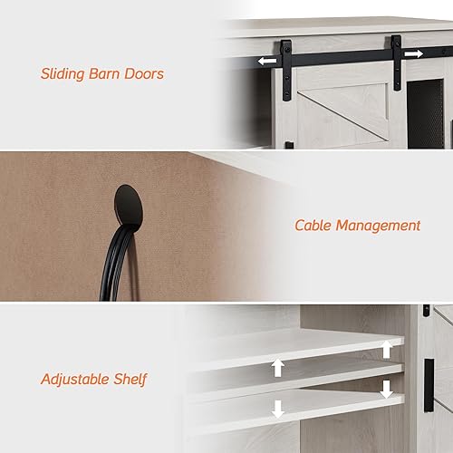 Miniatura 4 de WAMPAT Soporte de TV de 70 pulgadas con puertas de malla, soporte de TV de granja para TV de 75 pulgadas, centro de entretenimiento con estante