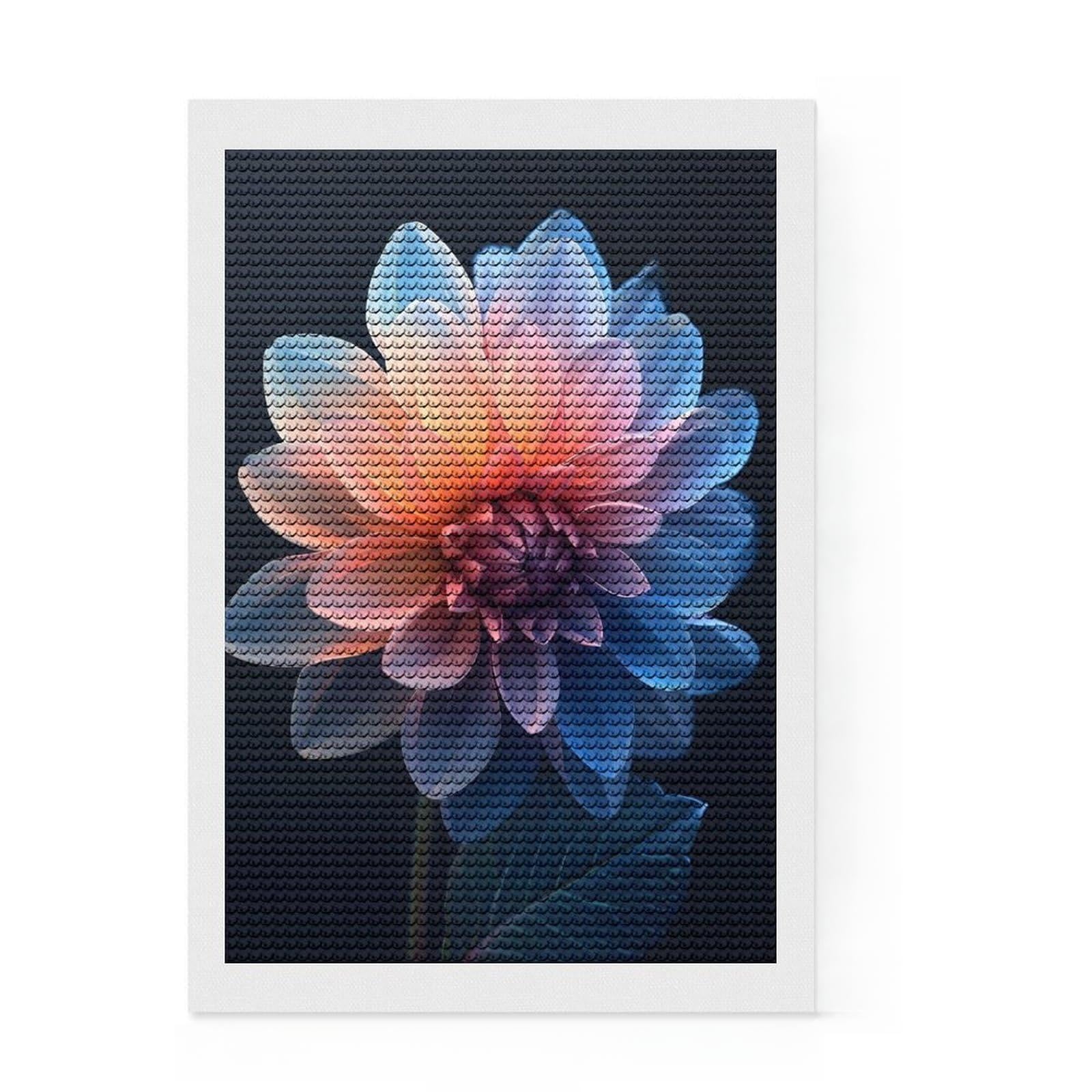 Junmoney Realistic Flowers Diamond Painting Kit 8"x12", Printed Canvas, Neat Printed Canvas, Farmhouse Decor, Christmas Gift, Adhesive Canvas