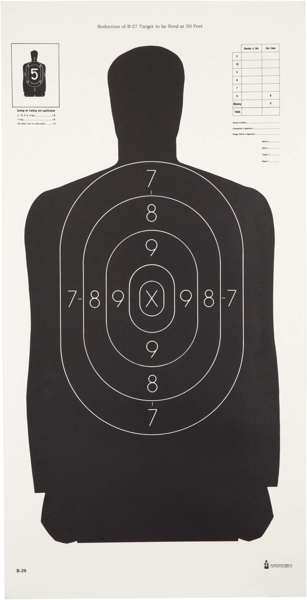 Action Target S-29-100 B-29 Qualification Target Hanging Paper 11.50 X 22