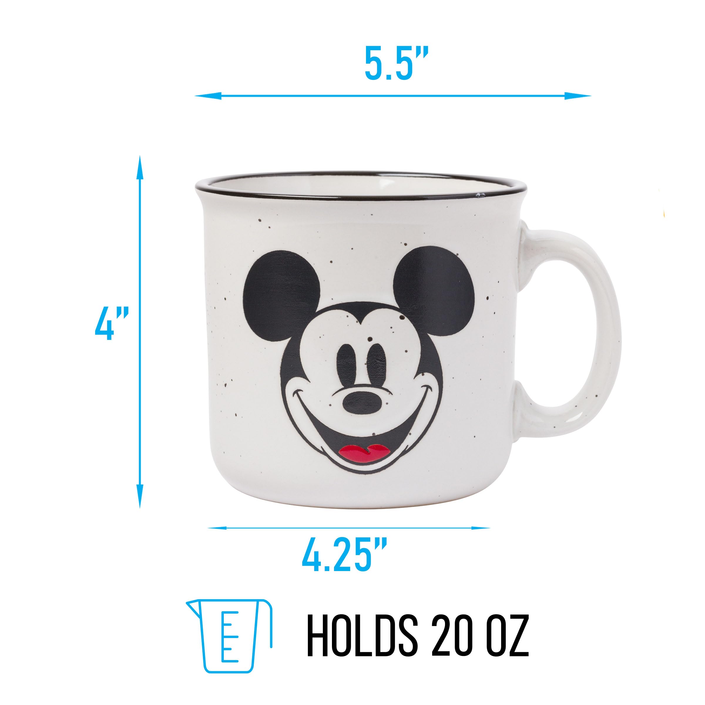 Silver Buffalo Disney Mickey Mouse Smile Wax Resist Ceramic Camper Mug, 20 Ounces