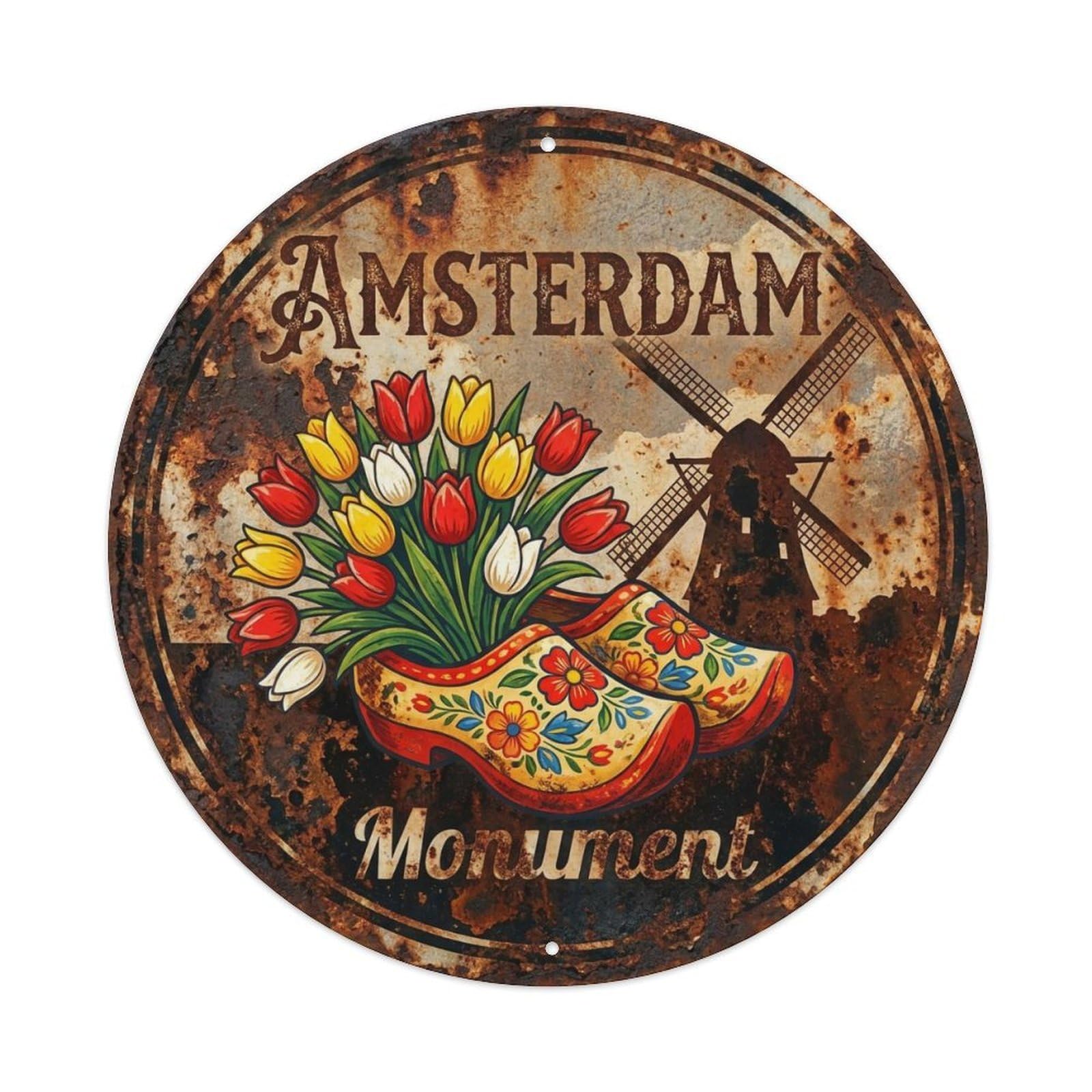 Vintage Travel Amsterdam Netherlands Tradition Metal Tin Sign