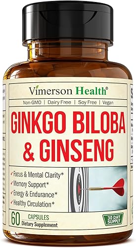 Suplementos de ginseng y ginkgo biloba. Suplemento de apoyo cerebral nootrópicos extra fuerte para memoria y enfoque. Polvo de extracto de raíz de