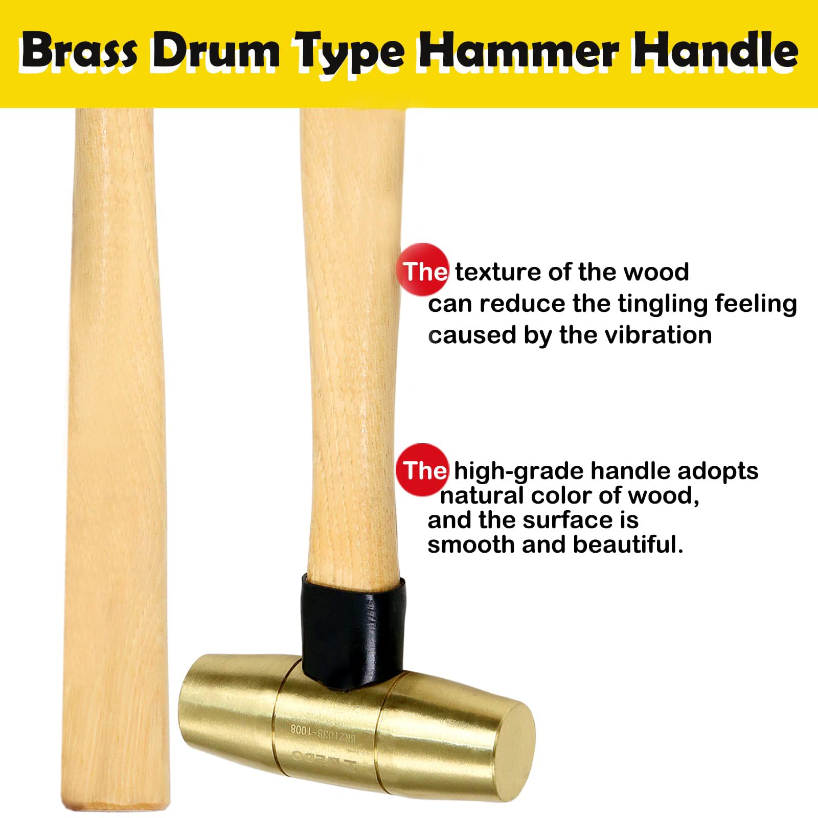 WEDO Fäustel mit Holzstiel, Kopfgewicht 1400g, Messing Vorschlaghämmer, Abbruchhammer, Feustel Hammer, Messinghämmer, Länge 360mm，Präzisionshammer für Demontage & Heimwerker