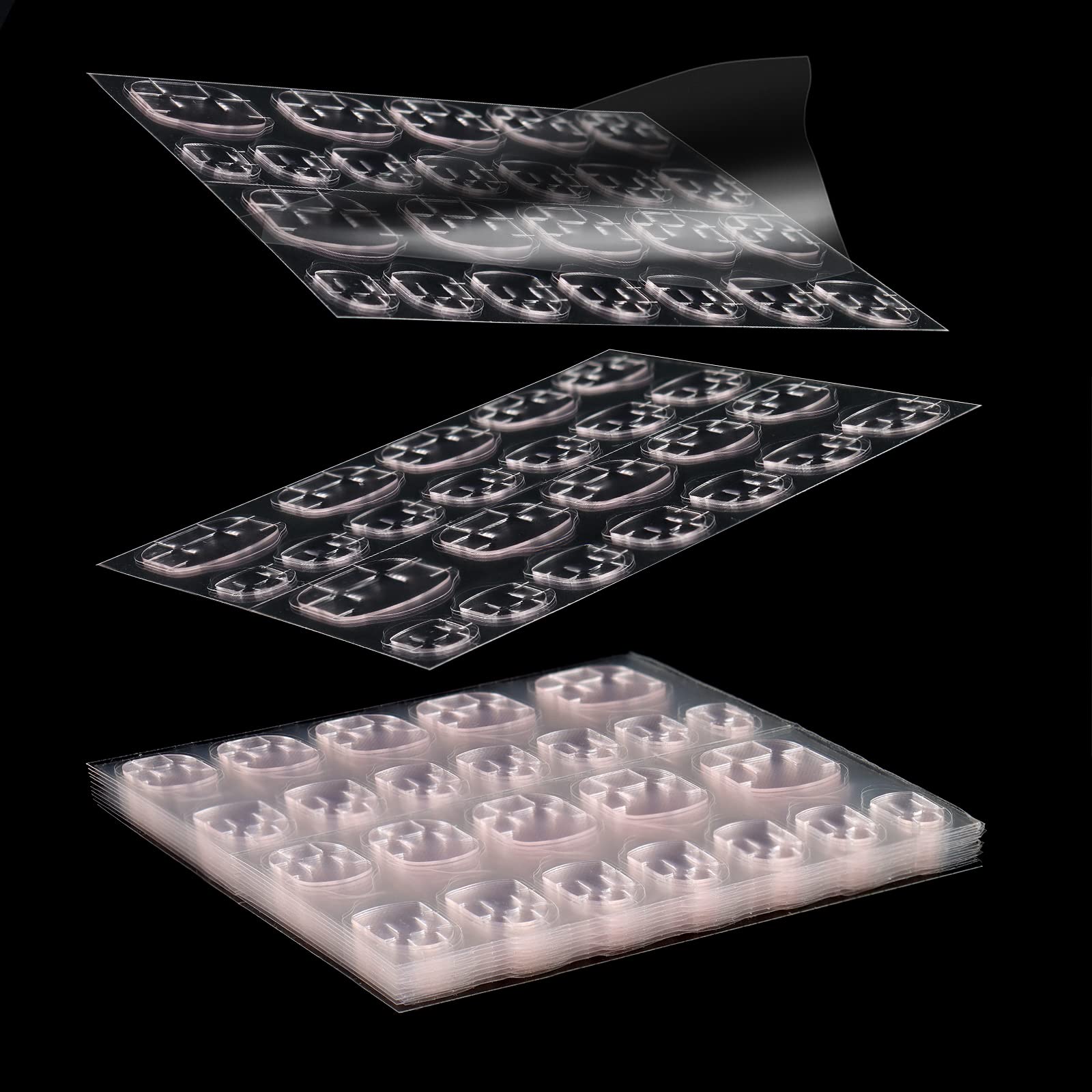 Allstarry288pcs (12 Sheets) Adhesive Tabs Pink Ultrathin Waterproof Breathable Double-Sided Jelly Fake Nail Sticker Super Sticky False Nail Glue Sticker Transparent for Manicure - Plus Size