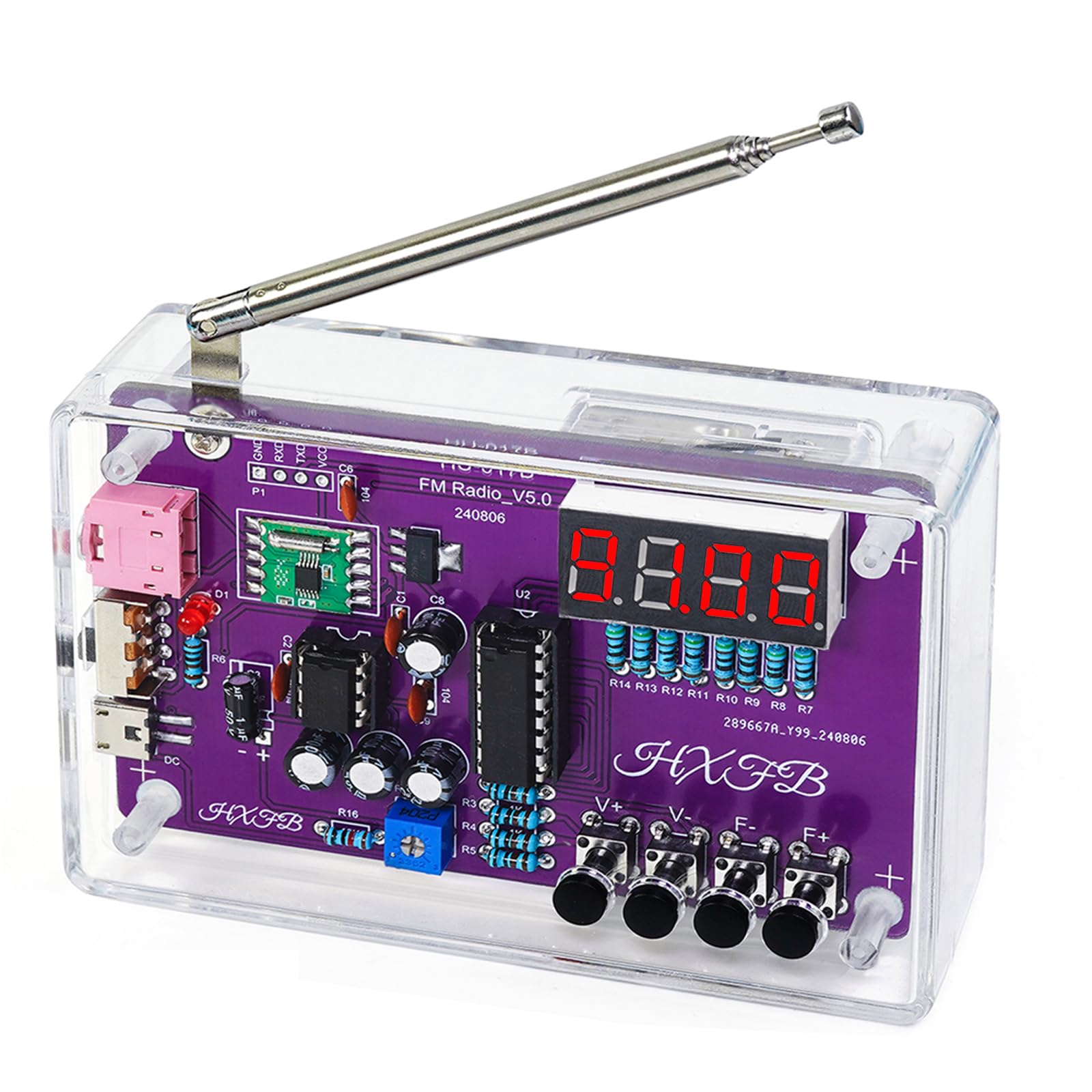 Eiele Kit de práctica de soldadura Radio FM 87-108 MHz con 2 modos de potencia y 2 modos de salida de audio, kit de proyecto electrónico para adultos, kit de bricolaje (requiere soldadura)