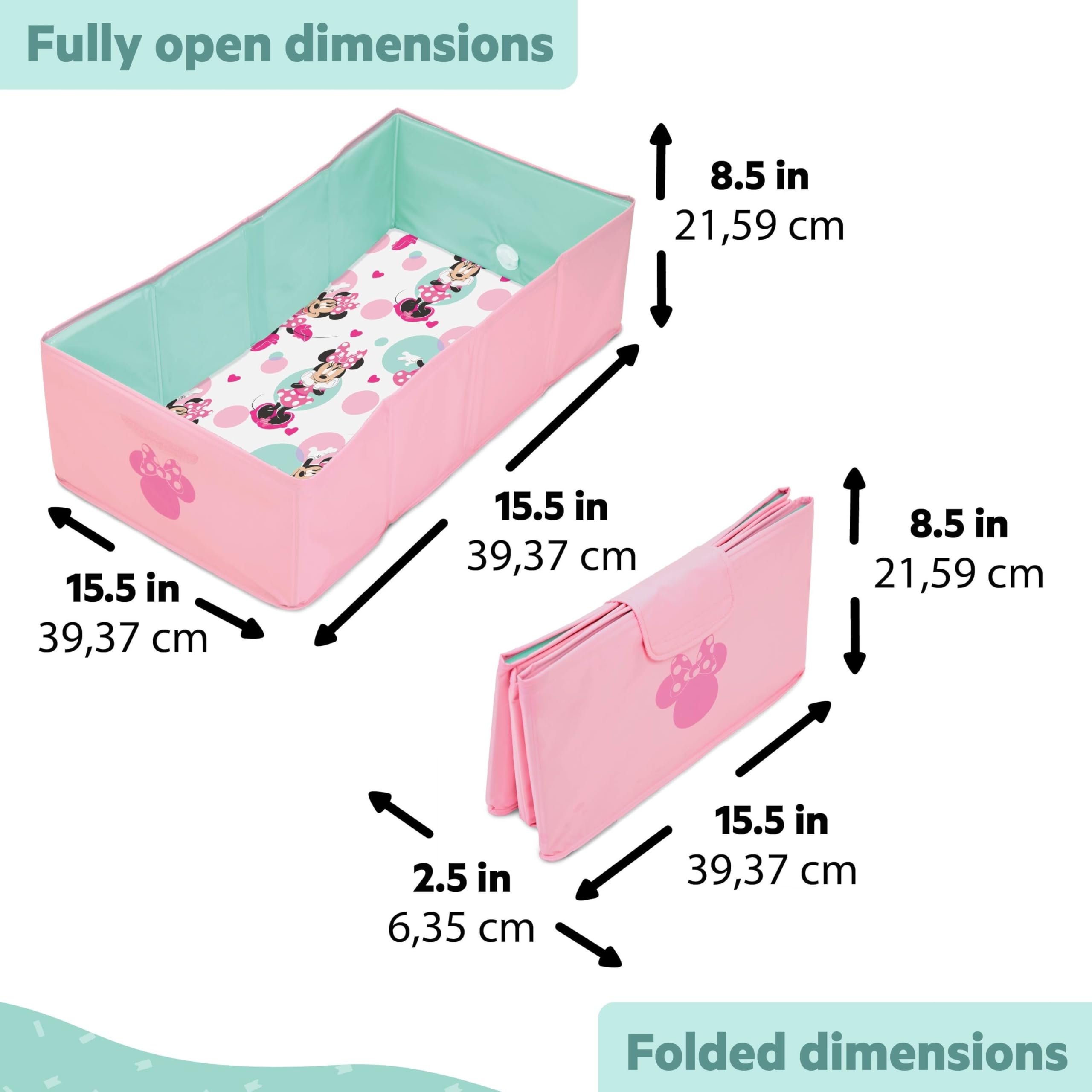 Bright Starts, Disney Baby Tuckaway Vaschetta Bagnetto Neonato Pieghevole, Vasca Neonato Bagnetto Portatile, per Uso Interno/externo, Adatta 12 Mesi-5 Anni, Rosa Minni
