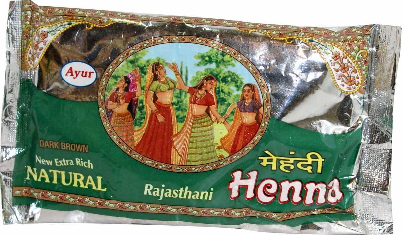 High Quality Indian Ayur Henna (Mehendi) Powder for Glossy Hair Color - Dark Brown(3.5 Oz/ 100gms)-picture-12