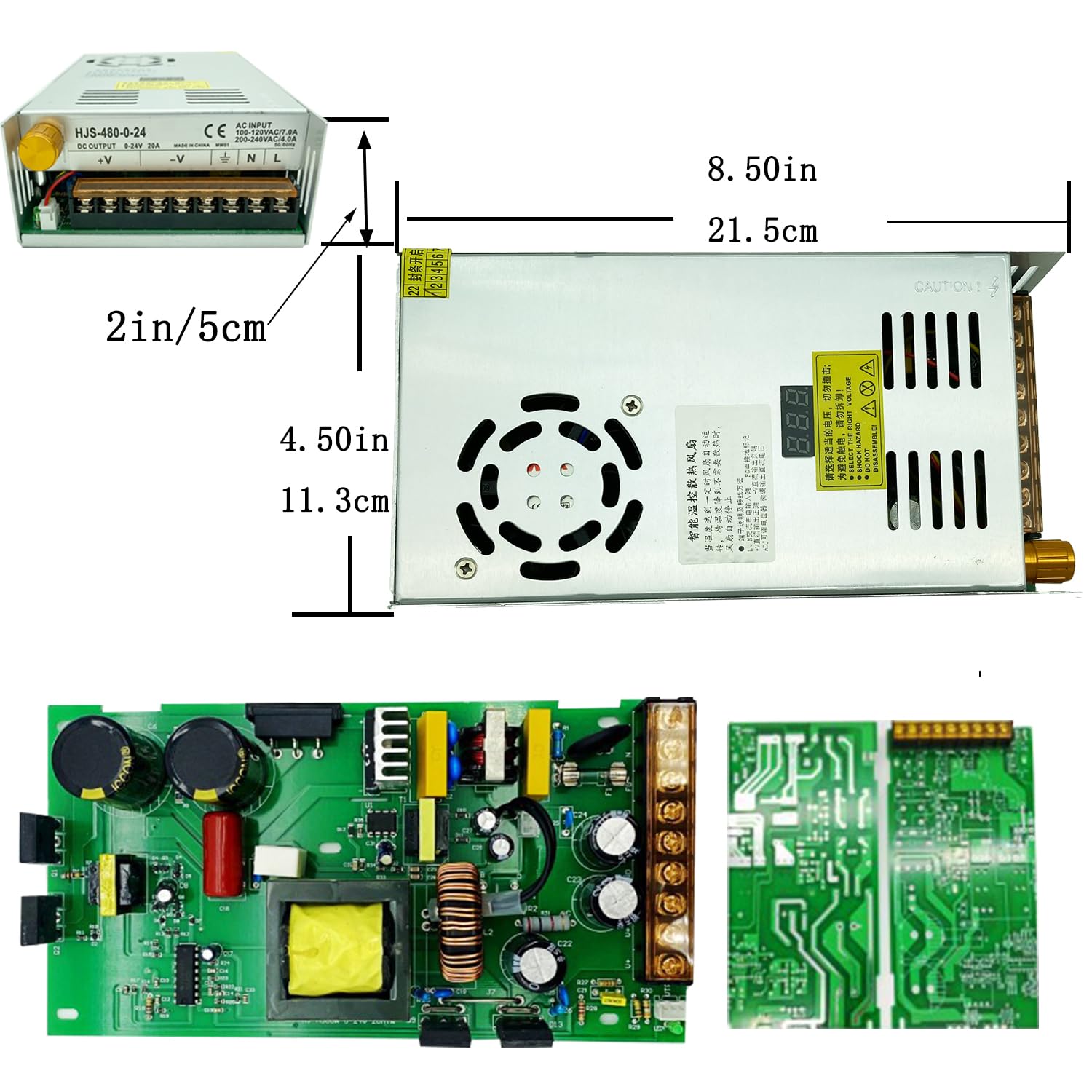 Lianshi trasformatore AC-DC 0-48V regolabile 10A480W tensione display digitale Alimentazione switching regolata DC Adatto per motori di controllo della velocità DC, sistemi di stampanti 3D