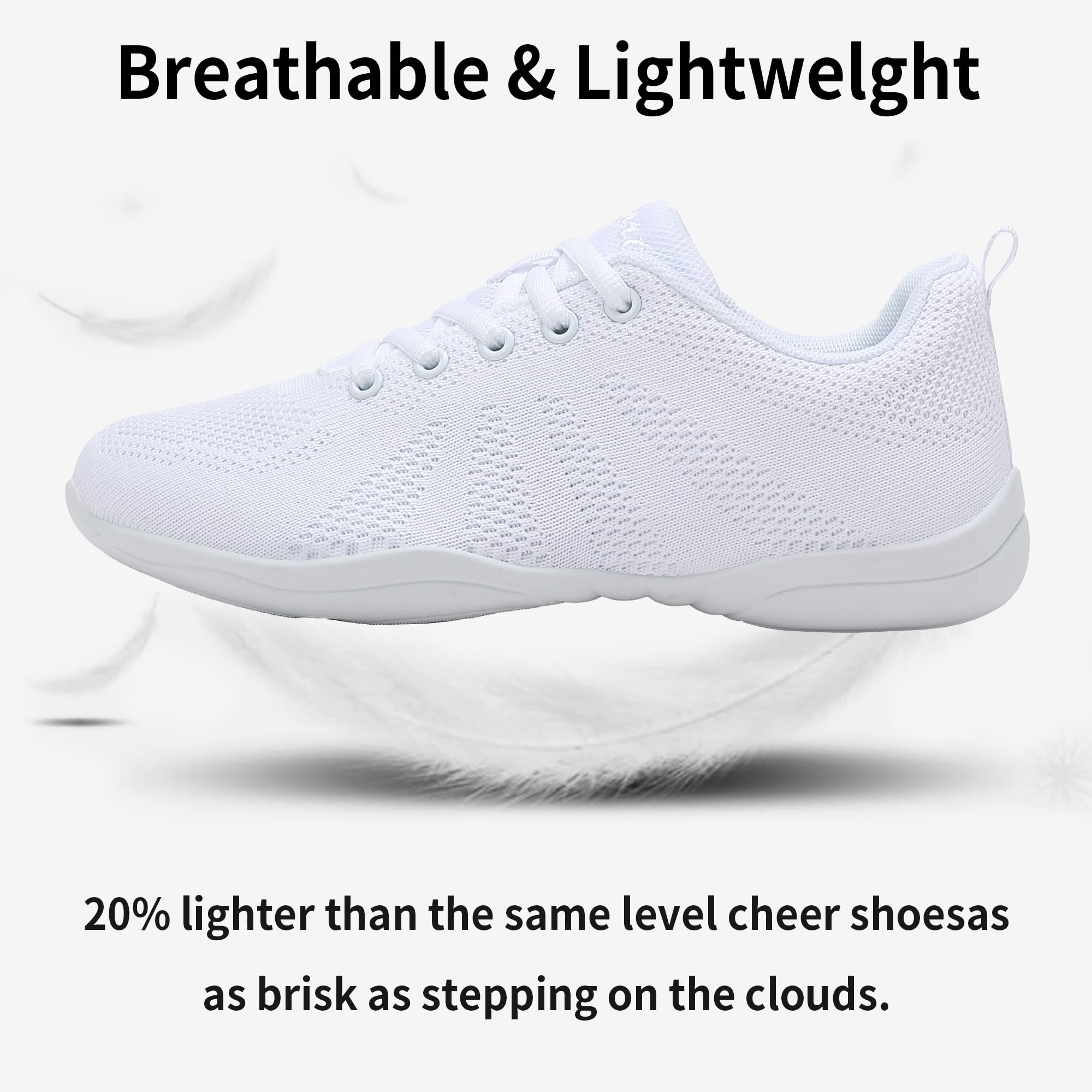 Cheer Scarpe Sportive Multiuso Bianche Traspiranti per Danza Atletica Cheerleading Allenamento e Gara Unisex