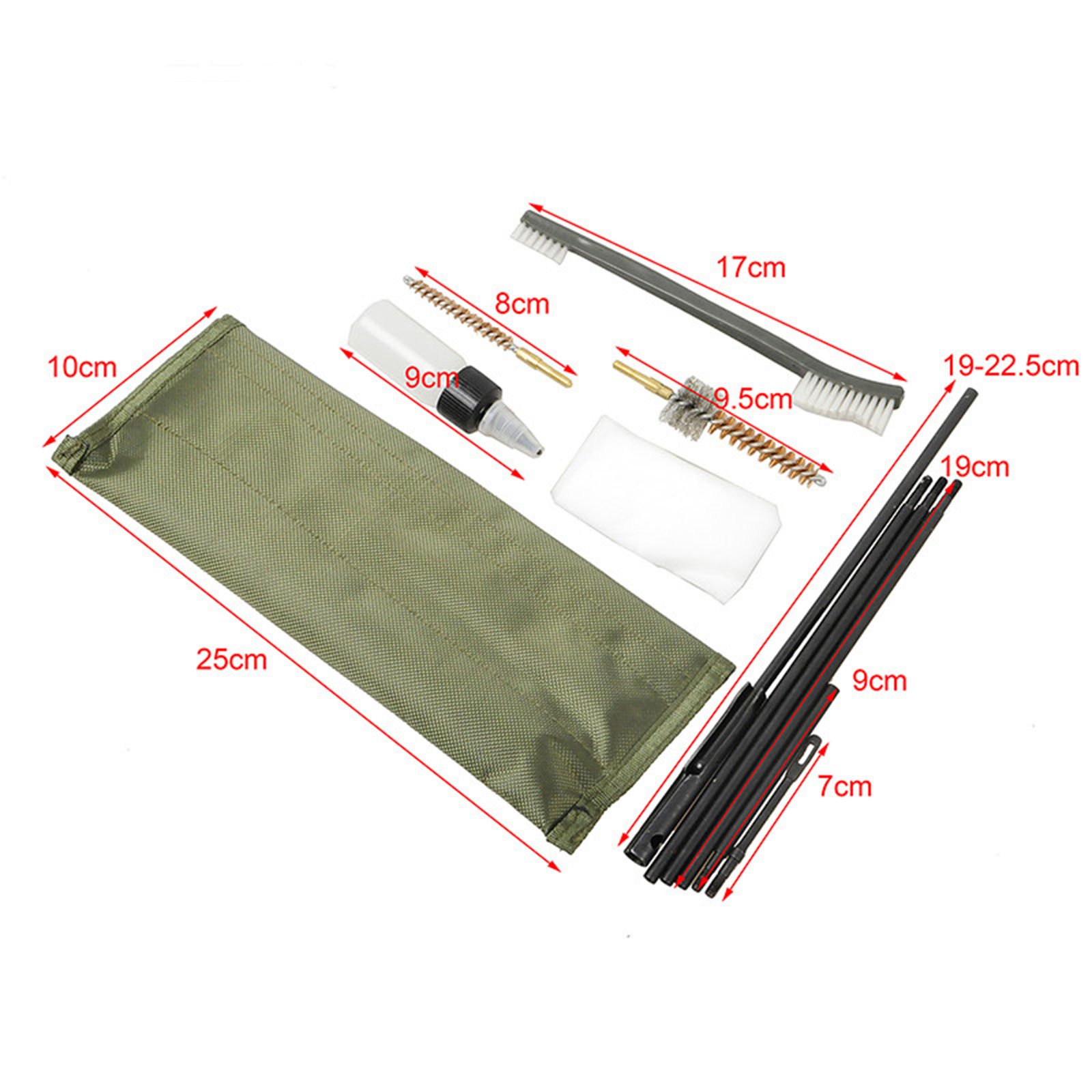 Kit Baqueta 3 Cepillos Limpieza Escopeta Rifle Fusil Caños Calibre 12