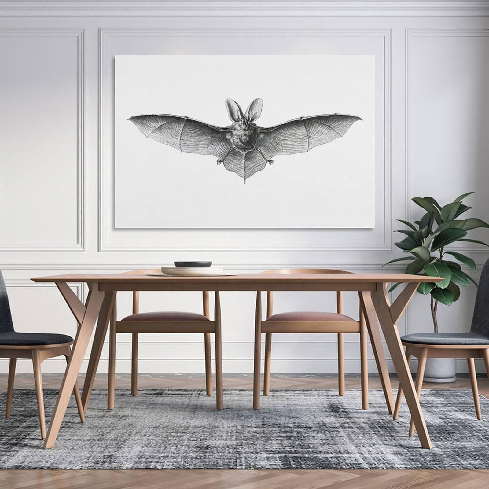 Amazon.co.jp: 絵画 大きなコウモリの鉛筆画インテリア 絵画 科学的な