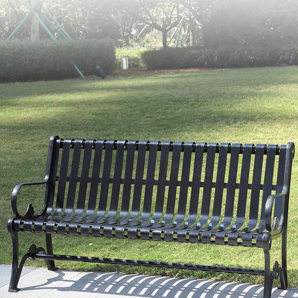 Panca da Giardino Sedie da Parco Panchine da Esterno Sedie da Giardino in Ferro for quartiere for Il Tempo Libero Doppi posti Panchine da Parco for Esterni Plaza Arredo per Veranda(B,180CM)