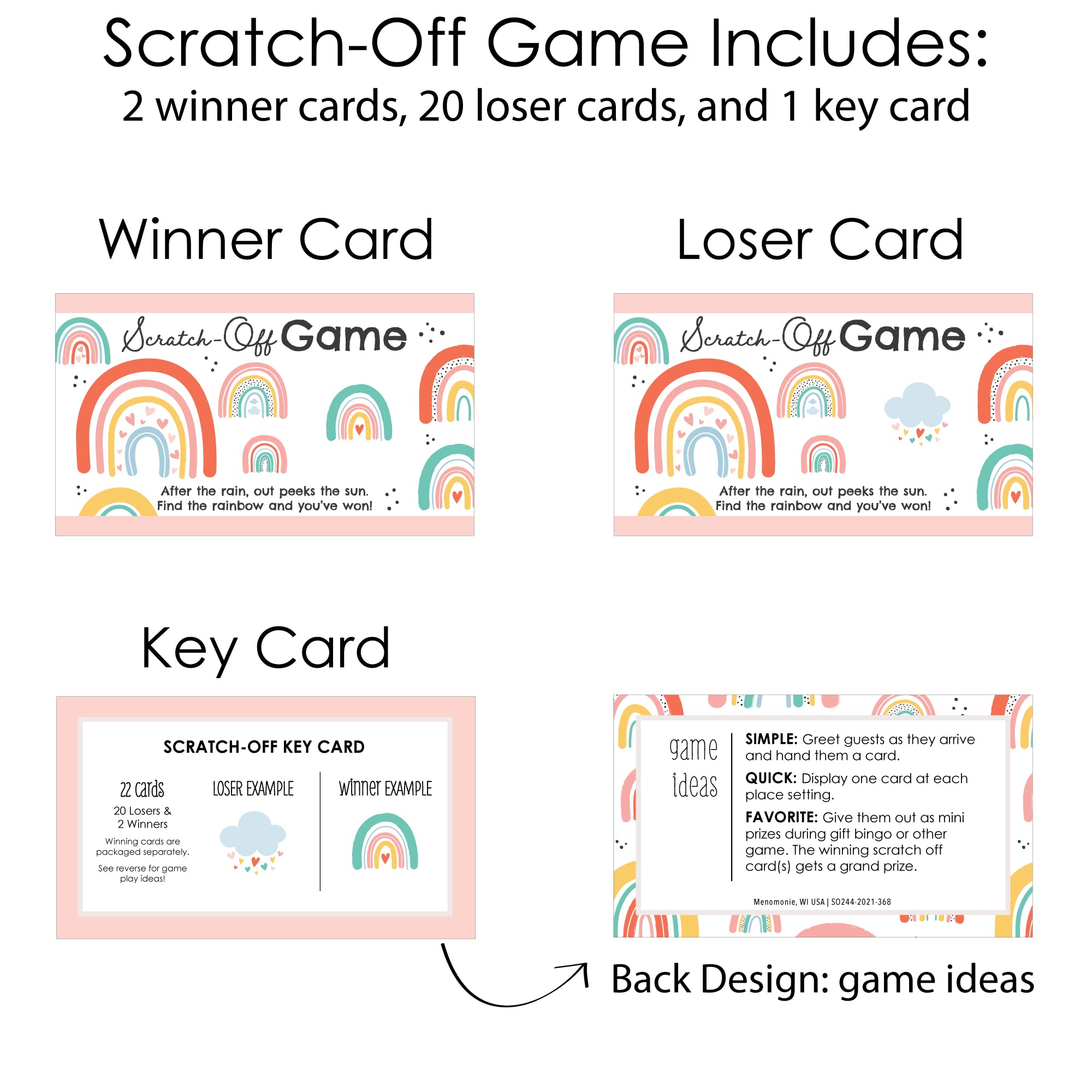 Amazon.com: Big Dot of Happiness Hello Rainbow - Boho Baby Shower and  Birthday Party Game Scratch Off Cards - 22 Count : Toys & Games