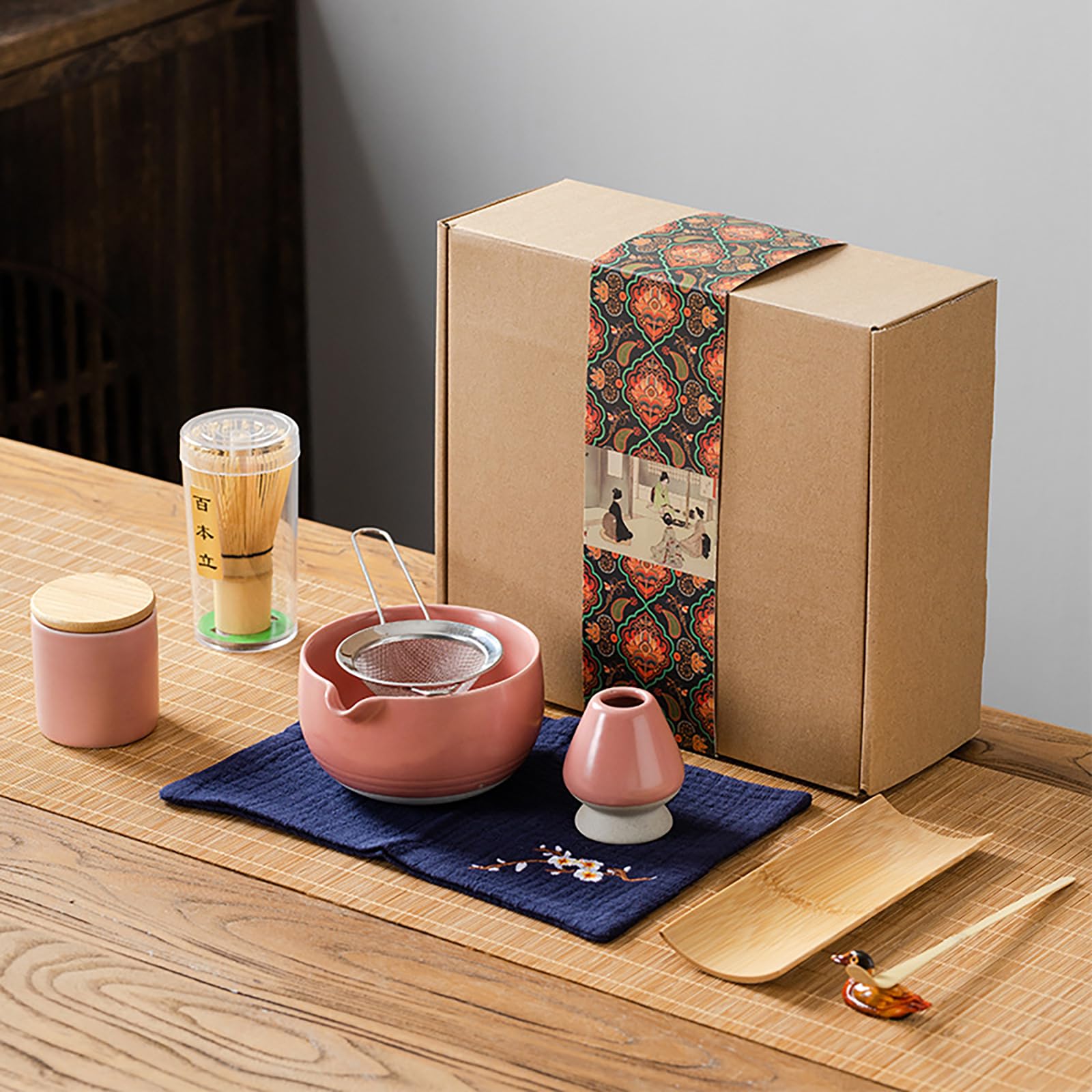 9 Matcha Set, Keramik Zeremonie mit Schüssel, Teller, Löffel, Küchenutensilien, die als Ausrüstung dienen