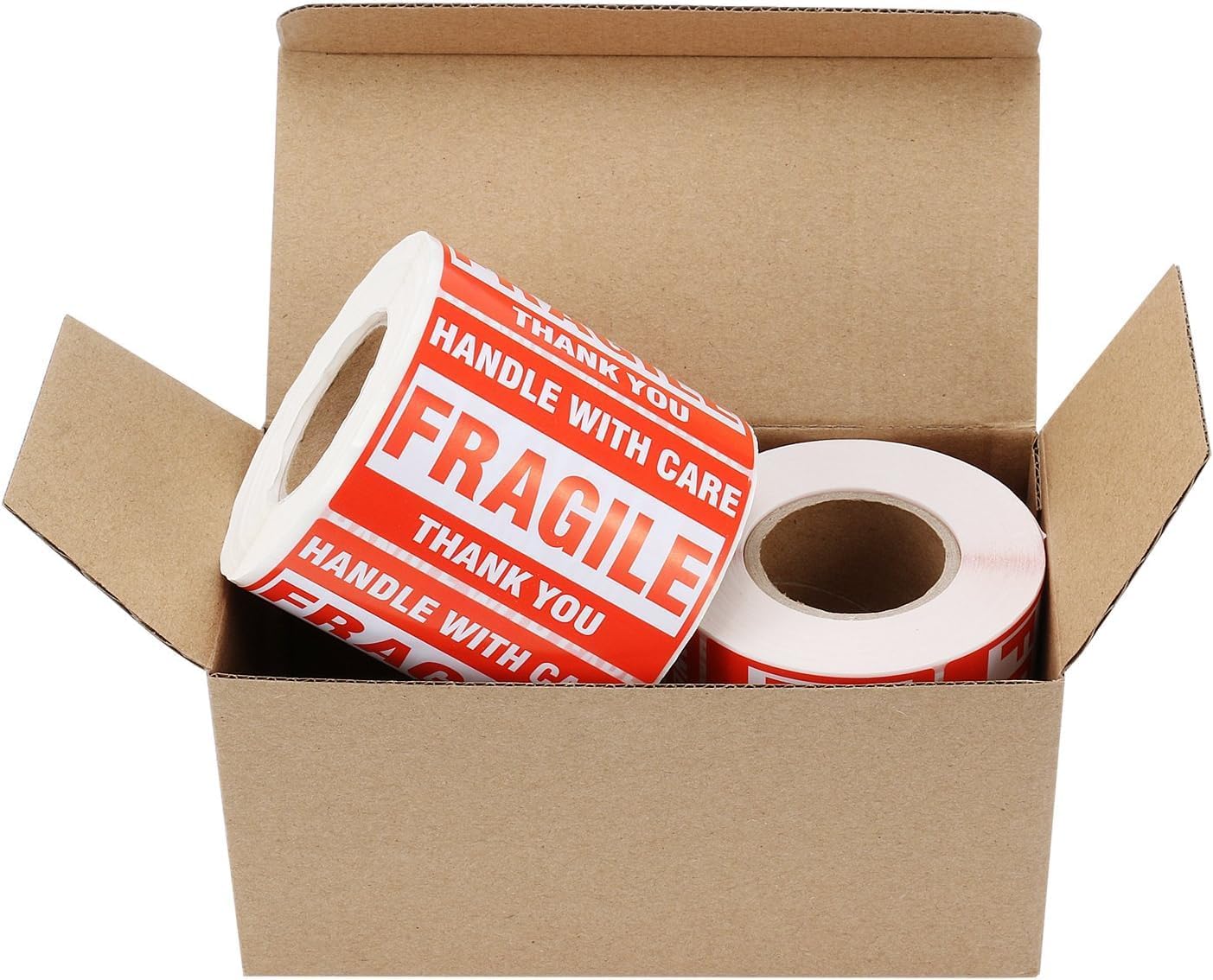 MFLABEL Fragile Stickers 2"x3" - 1000 Handle with Care & Thank You Shipping Labels (2 Rolls of 500) | Self-Adhesive for Boxes, Cartons, Glass | Tear-Resistant, Strong Grip
