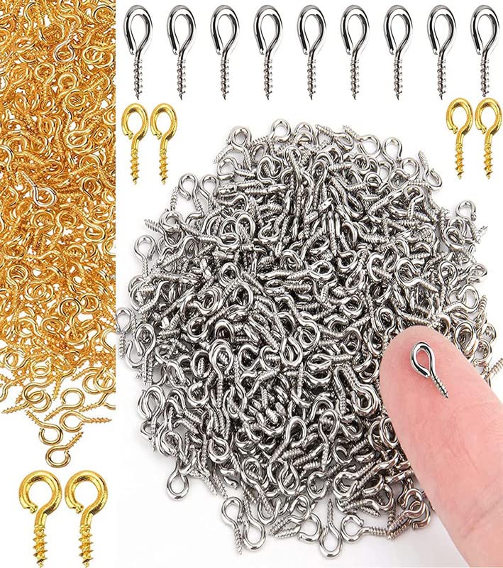 DIY Crafts 30x, Silver, Small Screw Eye Pins, 4 x 8mm Eye Pin Hooks, Eyelets Screw Threaded Clasps Hooks for Doing Art DIY, Mini Metal Hoop Peg for J (30x, Silver)-image-46