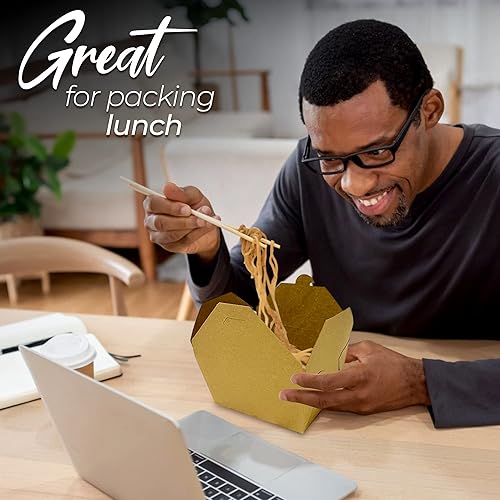 Miniatura 5 de Cajas de papel kraft para llevar, paquete de 50 unidades, cajas de almuerzo, cajas de papel kraft para llevar, recipientes de papel resistentes a