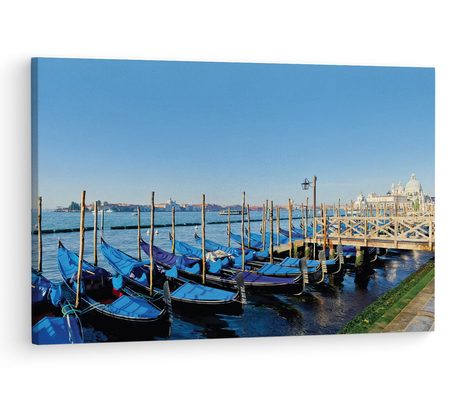 TRUECANVAS Traghetto Gondole Molo, Wooden Framed Canvas Paintings for Living Room | Bedroom | Office | Gallery | Ready Wall Mount Canvas Wall Art Painting | Size - 12 x 18in, CT0538