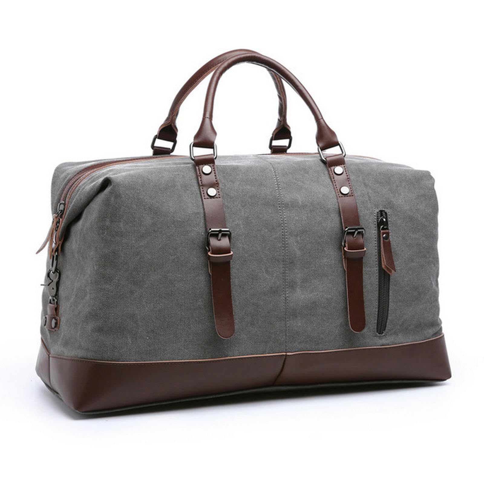 NOGRAX Schulrucksack Leinwand Leder -Männer Reisen Reisen Mit Gepäcktaschen Männer Duffel Bags Reisen Tasche Große Wochenendtasche-EIN Grüner