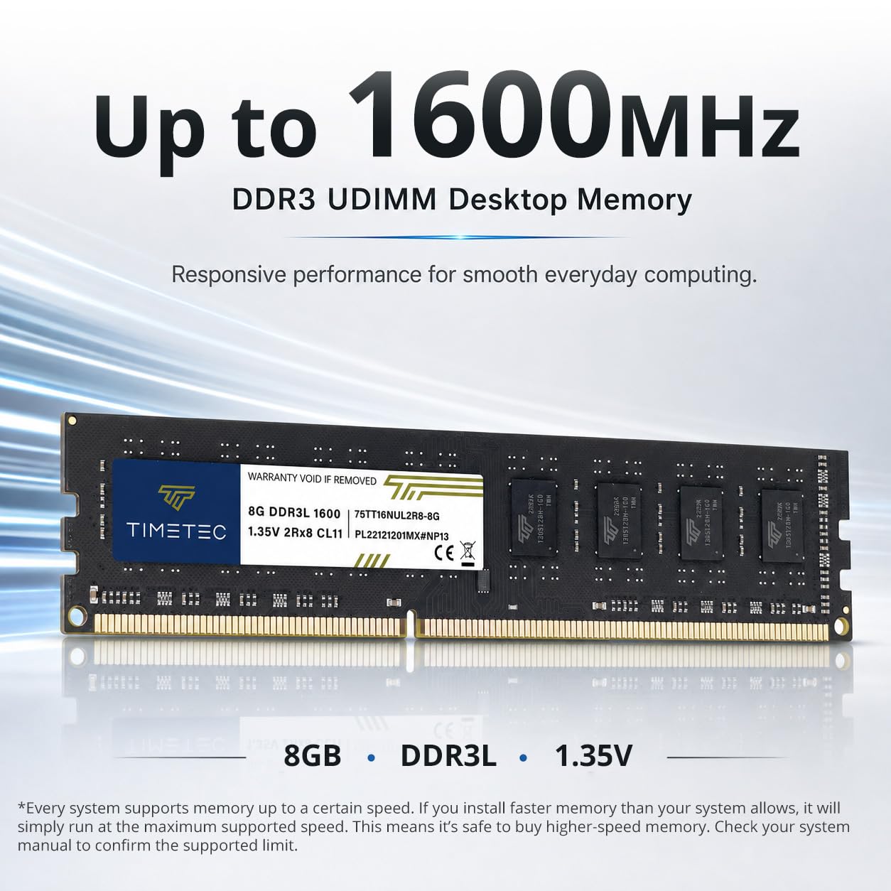 Timetec 8GB DDR3L / DDR3 1600MHz (DDR3L-1600) PC3L-12800 / PC3