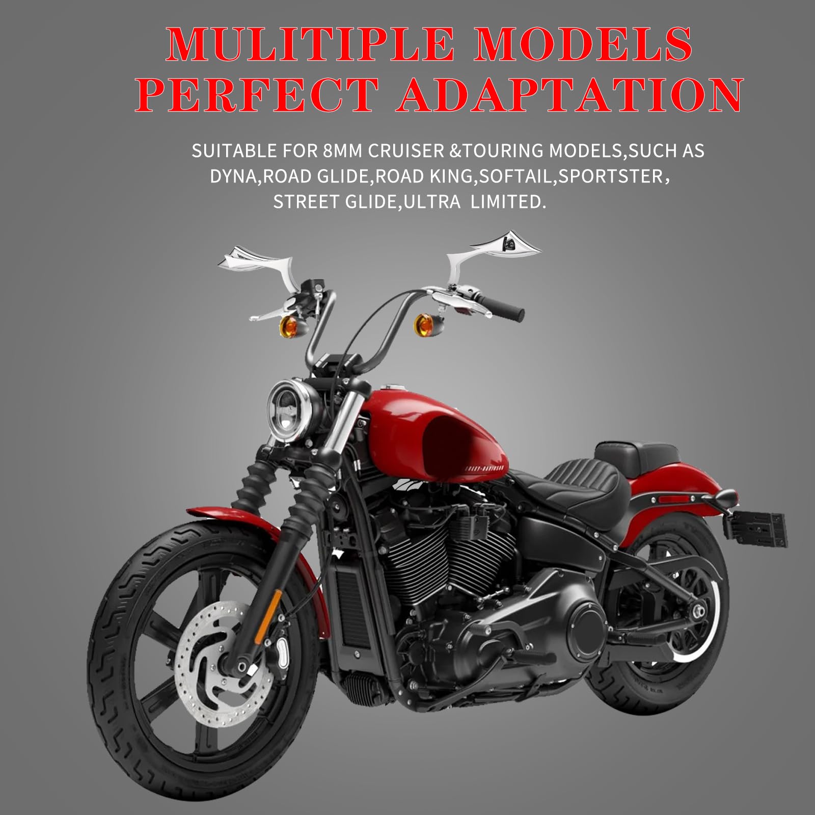 Chrome Motorcycle Mirrors For Harley - 360 Adjustable Rear View For Sportster, Softail, Touring - View #6