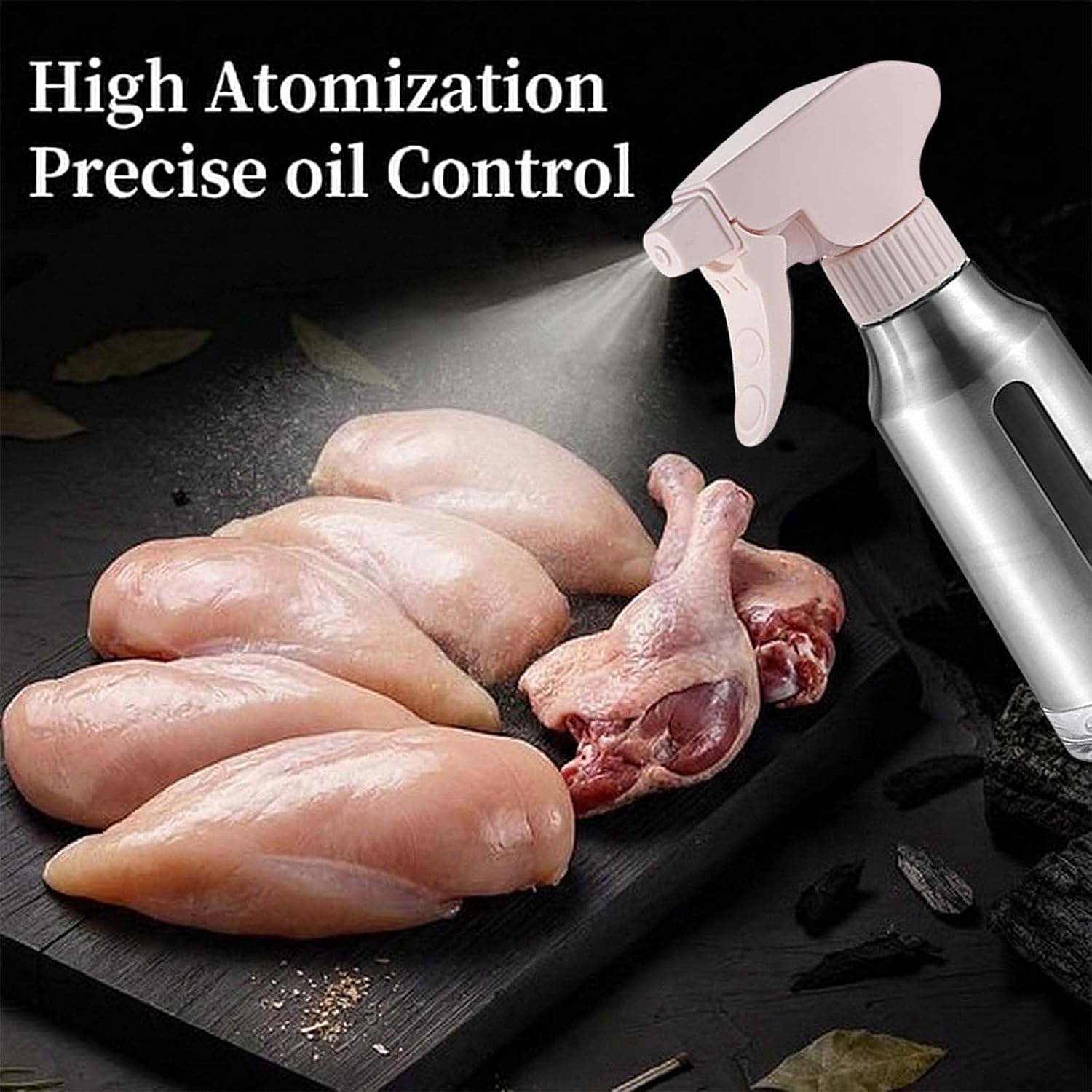 Stainless Steel Oil Sprayer for Cooking, Refillable Olive Oil Mister with Adjustable Nozzle for Air Fryer, Salad, BBQ, and Healthy Fat Reduction, 6.35oz(180ml) Capacity (Pink) image 5
