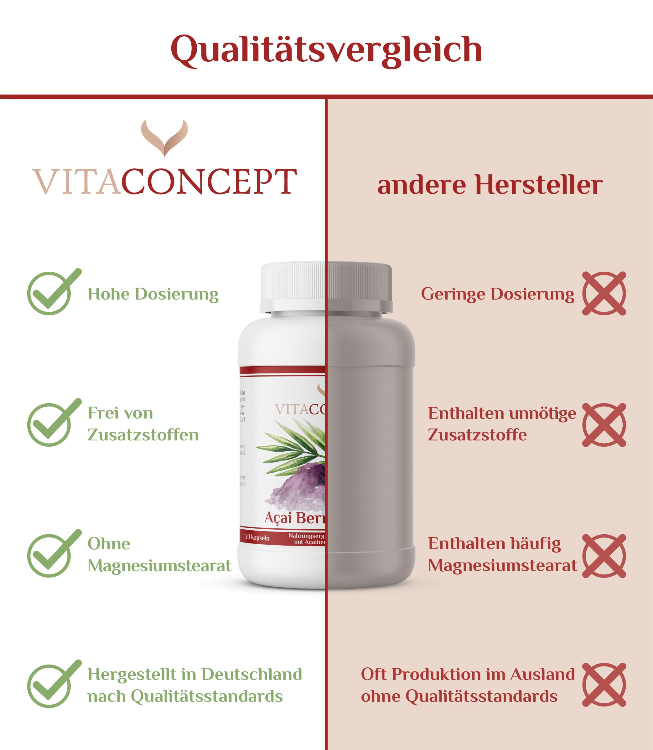 ACAI Beeren I 48000 mg I 120 Kapseln I 30:1 Extrakt I hochdosiert I vegan I laborgeprüft I Vitaconcept