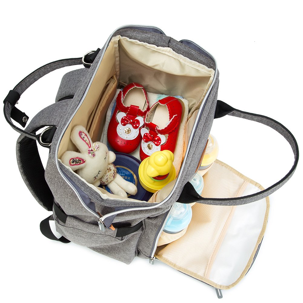 borsa zaino porta pannolini, impermeabile, multifunzione, di grande capacità; organizer da viaggio con tappetino per il cambio, una borsa termica per biberon e clip per passeggino