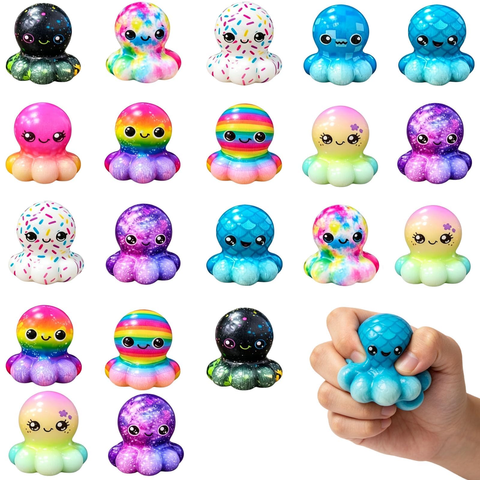 20Pcs Octopus Squishy Fidget Toys, Fidgets Squishy Octopus Squeezy Squishys