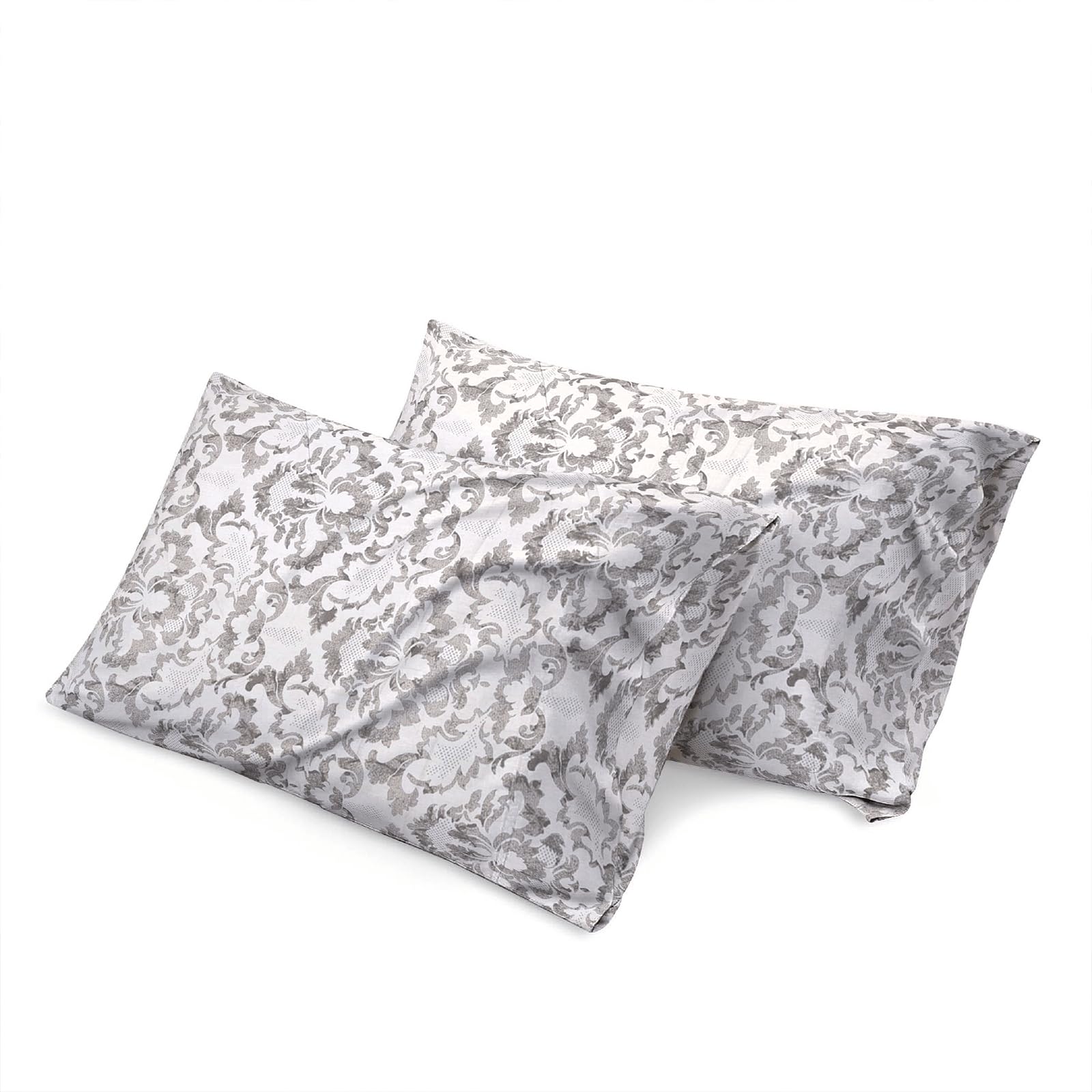 Shadow Sleep Pillow Case 100% Egyptian Cotton 400 Thread Count Luxury Floral Printed Flower Design Pair of Pillowcases Breathable Soft Machine Washable Bed Pillow