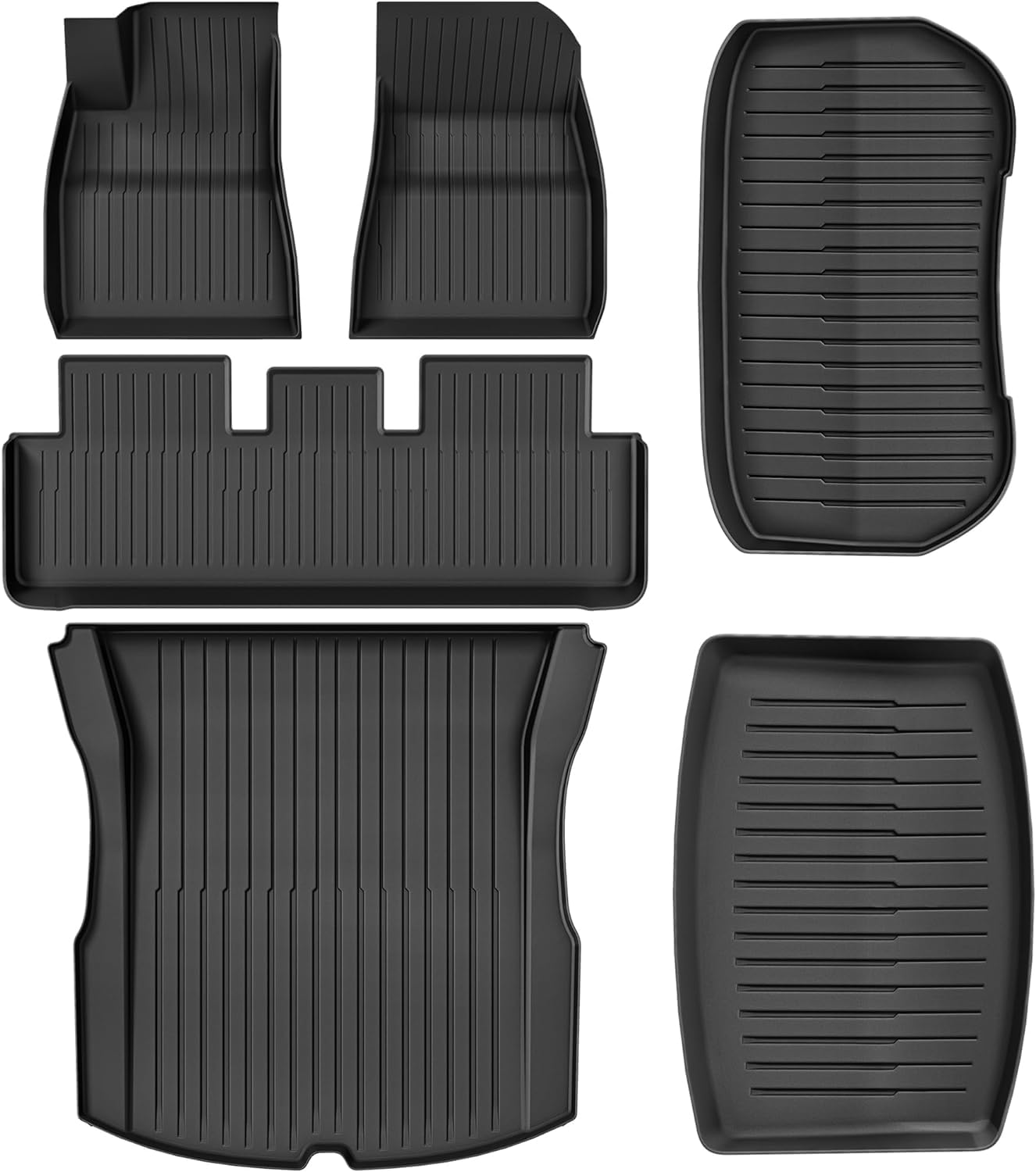 Moonmen 2024 New Version Tesla Model 3 Highland 6 Pcs Floor Mats Custom Fit All Weather TPE Cargo Liner Cargo Trunk Accessories(Model 3(2024-))