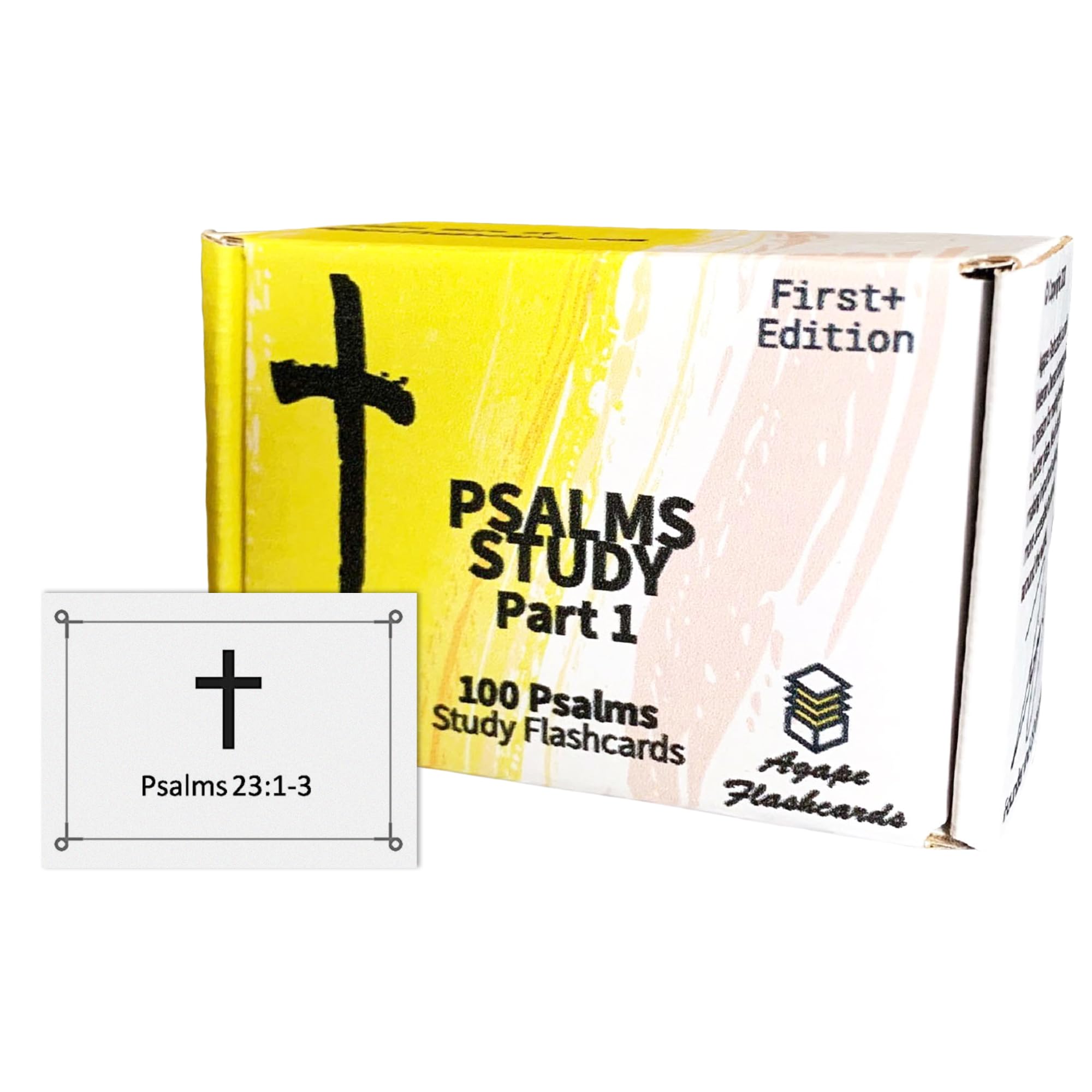 Agape Psalms Study Flashcards Part 1, 100 Essential Bible Verses, Pack of 100 Cards, Christian Memorization Aid, Made in USA, English, Durable Paper, Portable Size, Ages 10+, Scripture Study Guide
