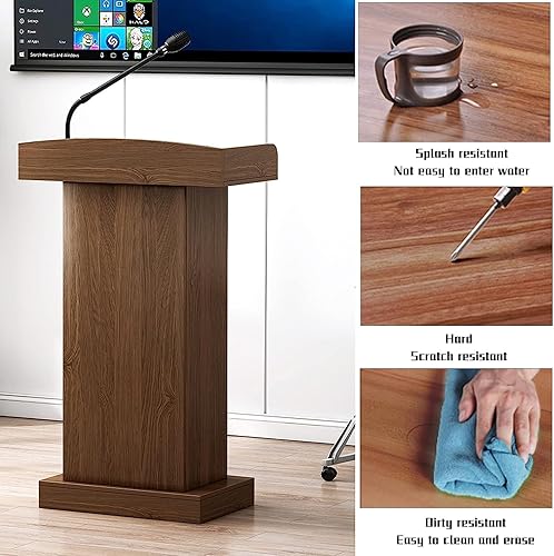 Miniatura 4 de JITEM Atril Podium - Soporte de podio de madera con amplio cajón para iglesias, 48.8 pulgadas de altura, atril de piso, escritorio de recepción para