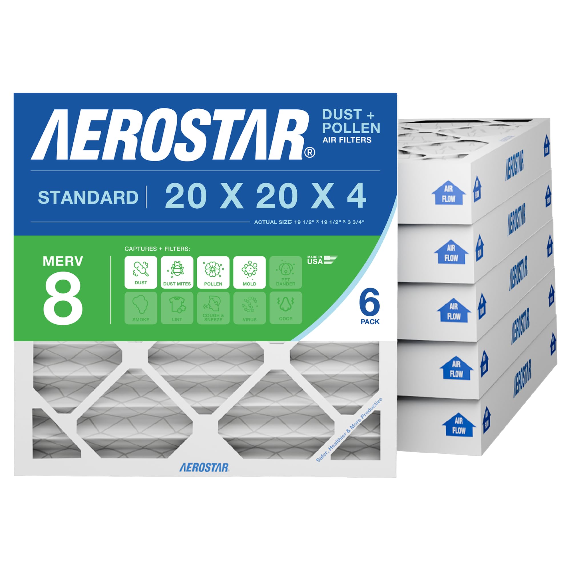 Aerostar MERV 8 Air Filters - 6 Pack -1