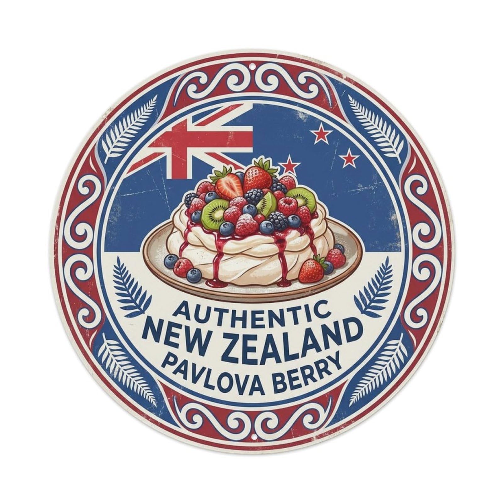 New Zealand Travel Pavlova Berry New Zealand Dessert Metal Tin Sign