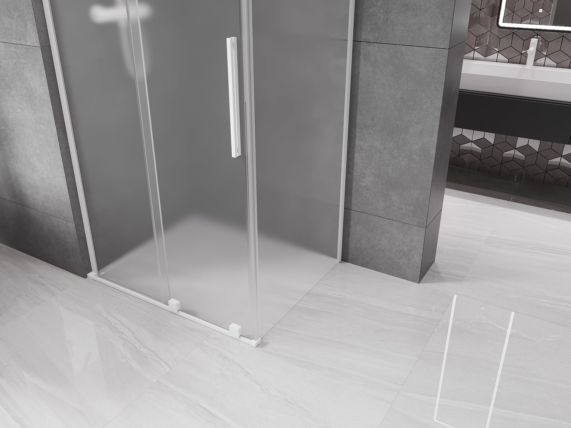 Mexen - Velar L - Box doccia estensibile 120 x 90 cm, colore grigio, bianco