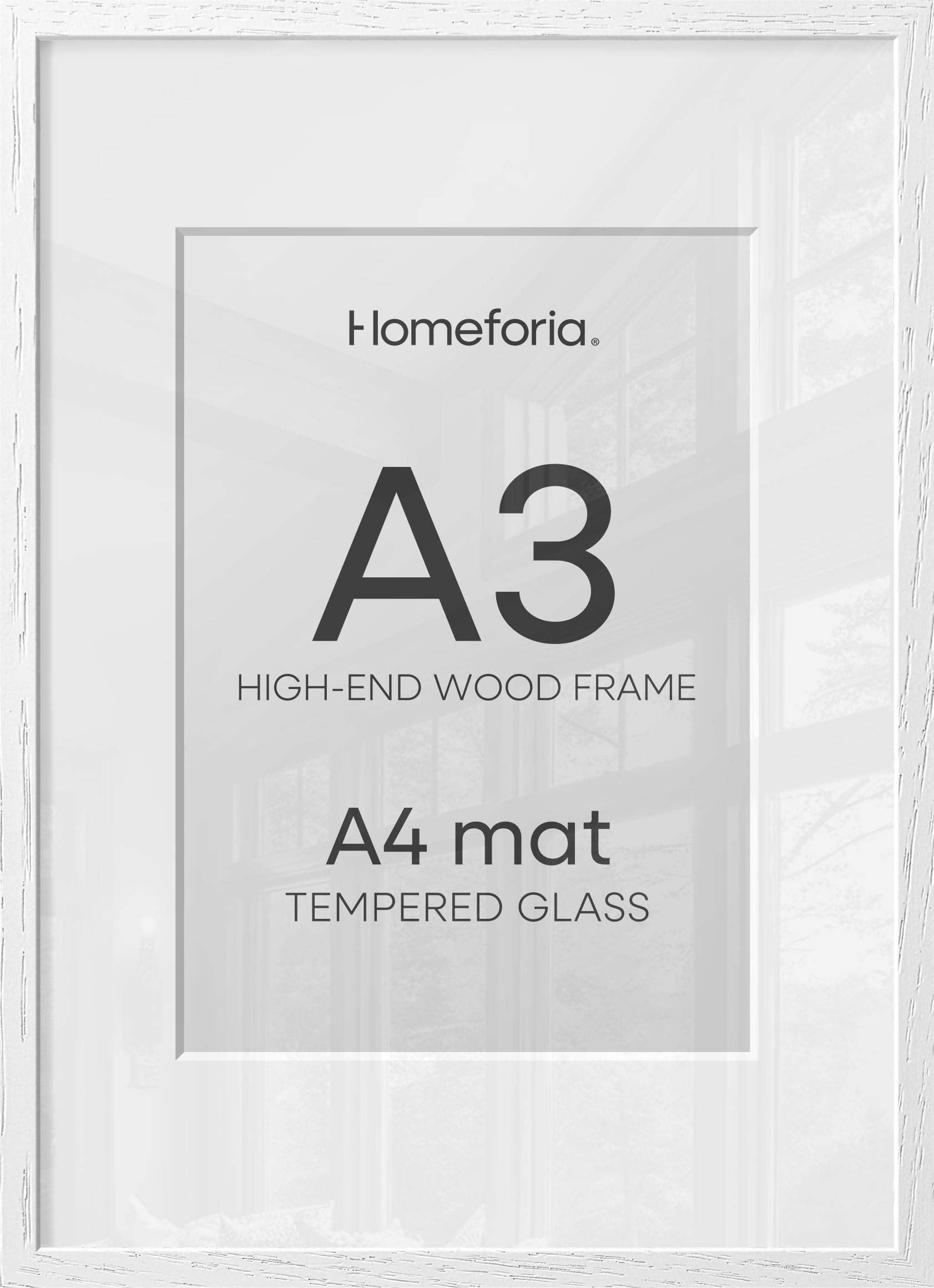Homeforia A3 White Oak Picture Frame, High-End Wood, A4 Mat, Glass | High End Solid Oak Wood, Tempered Glass, Acid-Free A4 Removable Mat, A3 Edge-to-Edge Display, Wall Kit, Set Of 1