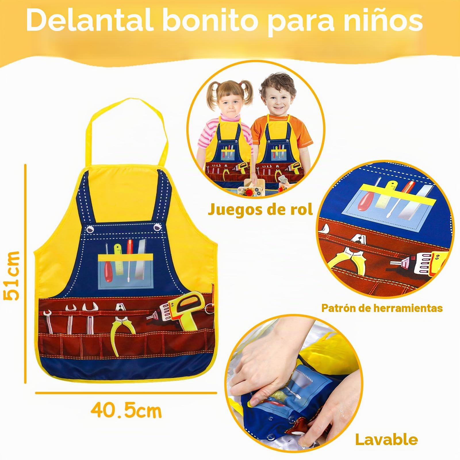 Caja Herramientas Juguetes Niños 2 Años Caja Manualidades Herramientas Bricolaje Juguetes Montessori 2 3 4 Años Niños, 39 Piezas Juegos de Construcción Madera con Delantal, Regalos Juegos Educativos