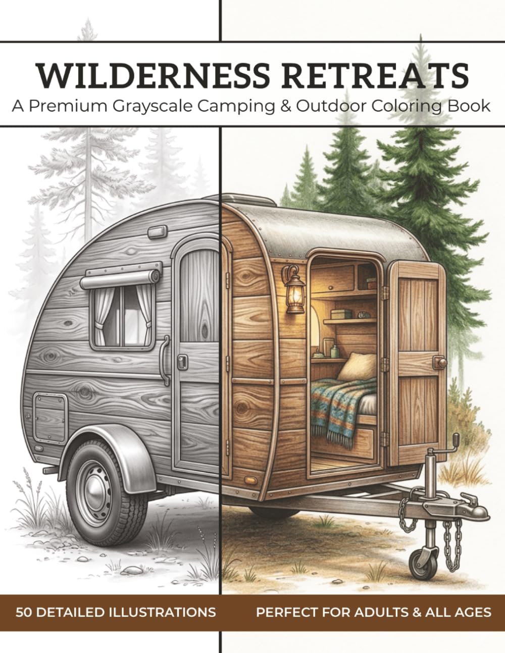 Wilderness Retreats: A Premium Grayscale Camping & Outdoor Coloring Book