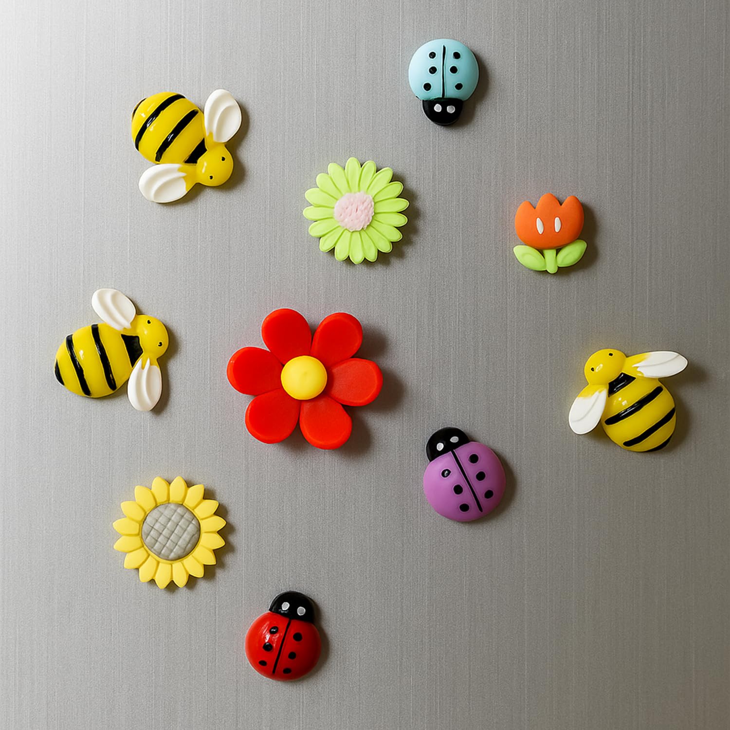 Nostrae by Ekhasa Multicolor Floral Bees Cute Fridge Magnets Set of 10 | Fridge Magnet Refrigerator Stylish | Kitchen Fridge Decoration Items | Mini Gifts-image-10