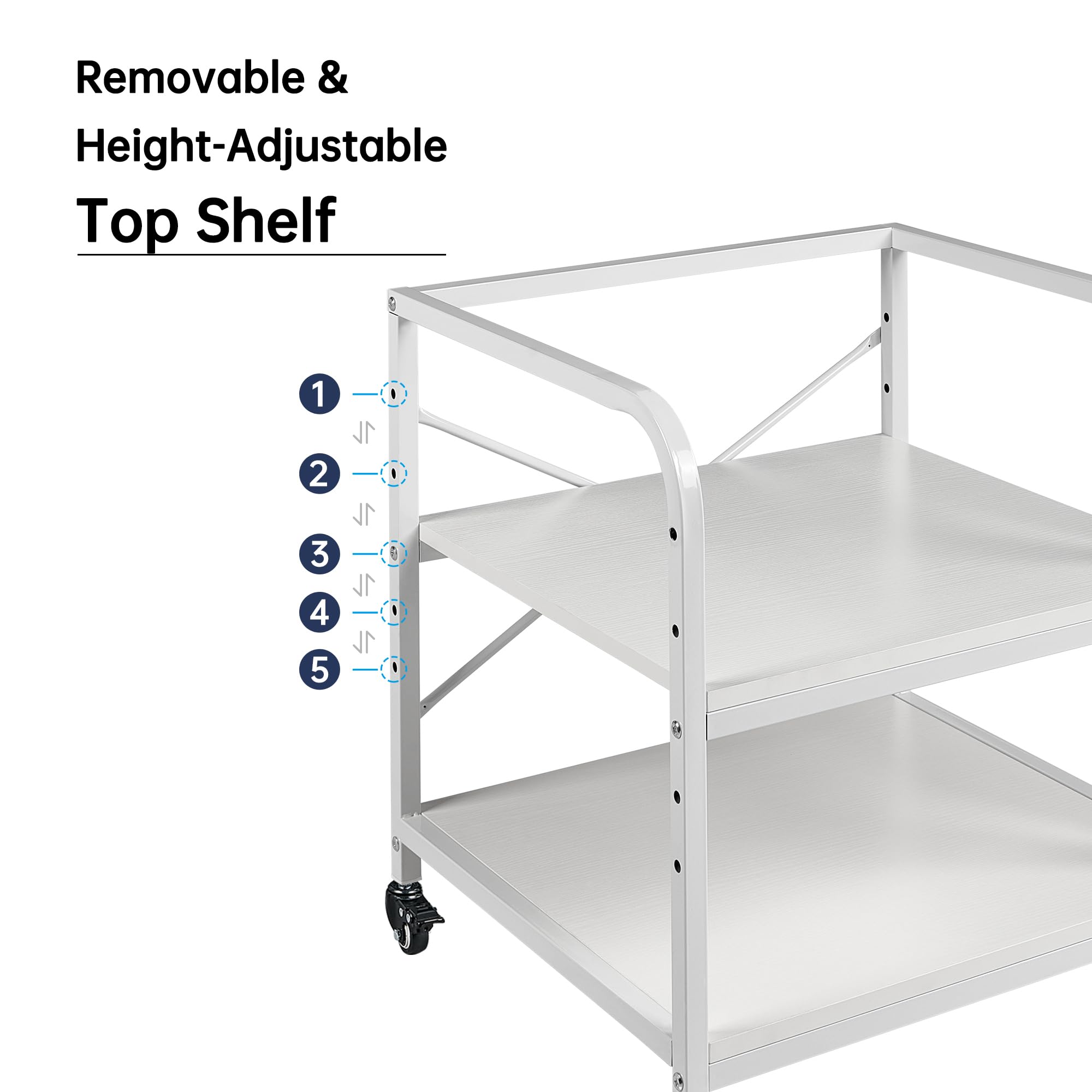Fannova Soporte de impresora grande de 20 pulgadas de profundidad, mesa de impresora de 2 niveles debajo del escritorio con estante ajustable en altura, carrito de impresora rodante de 2 niveles con