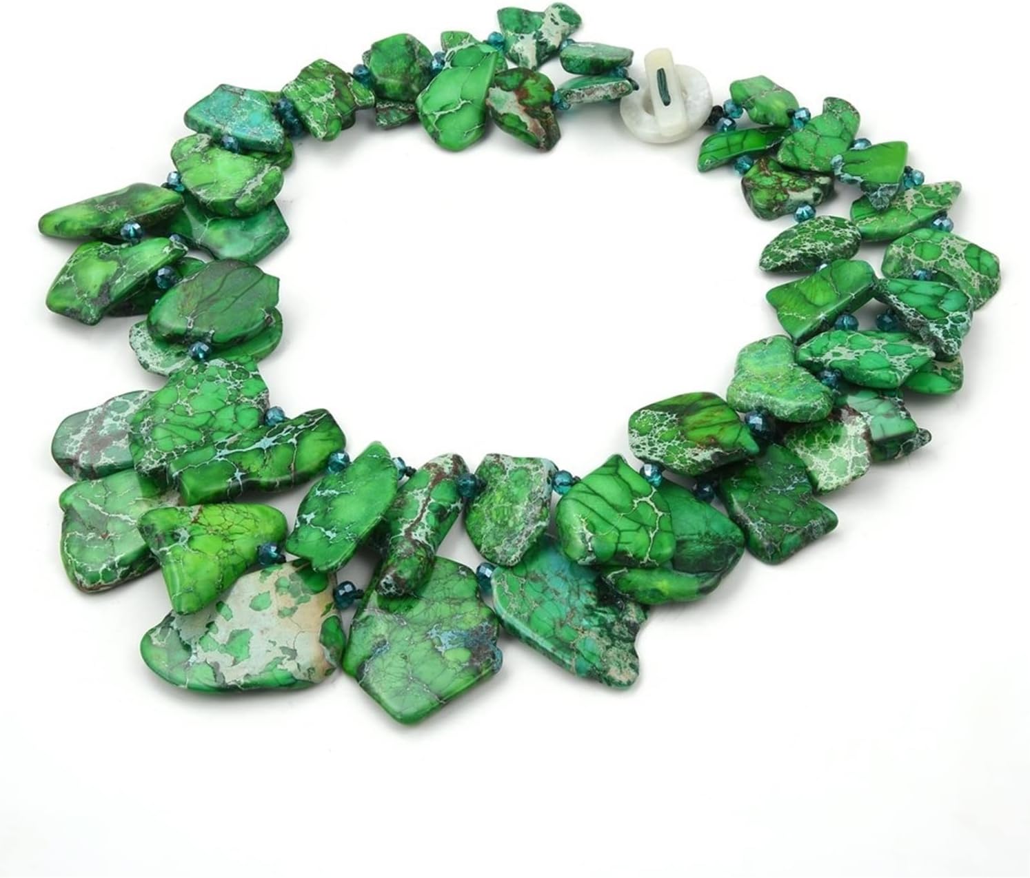 Jewelry 22inch 2 Strands Green Sea Sediment Imperial Jasper Crystal Necklace for Women