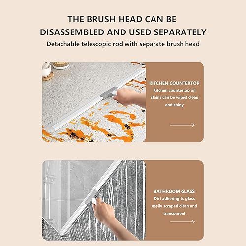 Miniatura 6 de Escoba escoba para piso con mango largo de 46 pulgadas, escoba mágica multifunción para el hogar, escoba de silicona para el hogar, escoba