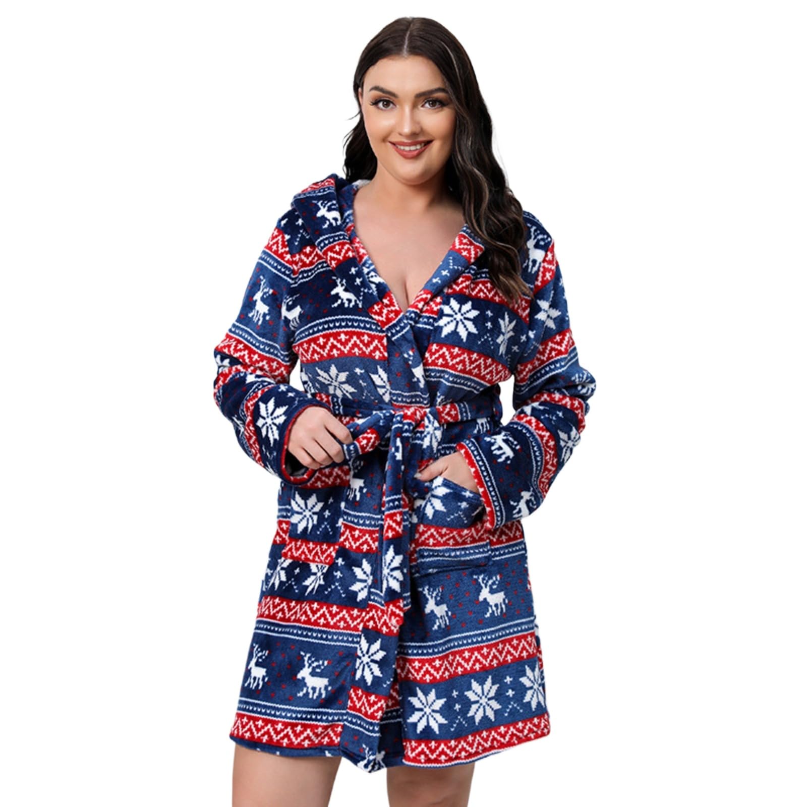 Albornoz de franela de doble cara con capucha, talla extragrande, para descansar, talla XL