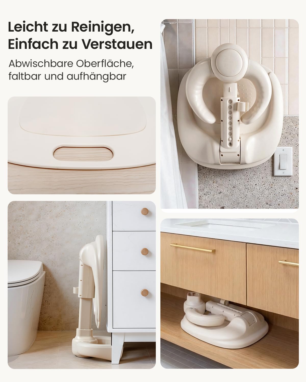 Grownsy Baby Dusche Ständer & Badewannenhilfe ab 6 Monaten, Faltbare Duschhilfe mit Verstellbarer Steh-Duschstütze und Anti-Rutsch-Basis