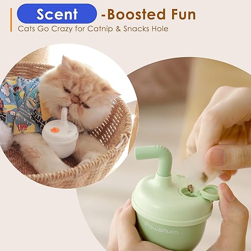 Miniatura 5 de Juguete interactivo automático láser para gatos, puntero láser de giro automático de 360 con agujero de hierba gatera, triple sensorial, vista de