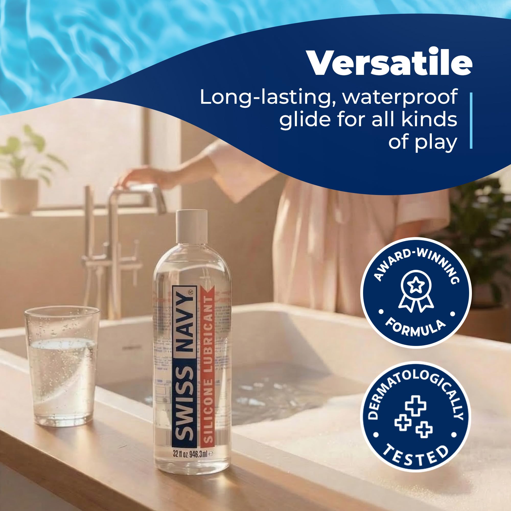 SWISS NAVY Lubrificante sessuale premium in silicone, 32 once, lubrificante per uomo, donna e coppia. MD Science Lab