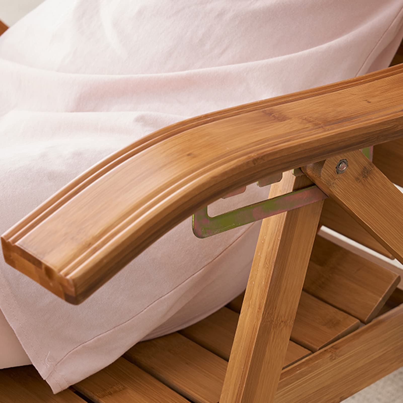 Sdraio reclinabile Pieghevole, Lettino Prendisole in Legno per Giardino/Patio, Sedia a Sdraio reclinabile Regolabile in 5 Posizioni, Lettino Prendisole da Esterno con poggiapiedi esteso, co