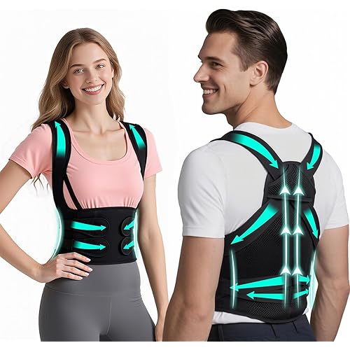 Back Brace Posture Corrector for Women and Men Comfy Shoulder Straightener, Pain Relief: Upper/Lower Back.Support for Scoliosis, Hunchback, Thoracic Spine Upgraded Full Back Support. Medium, Black