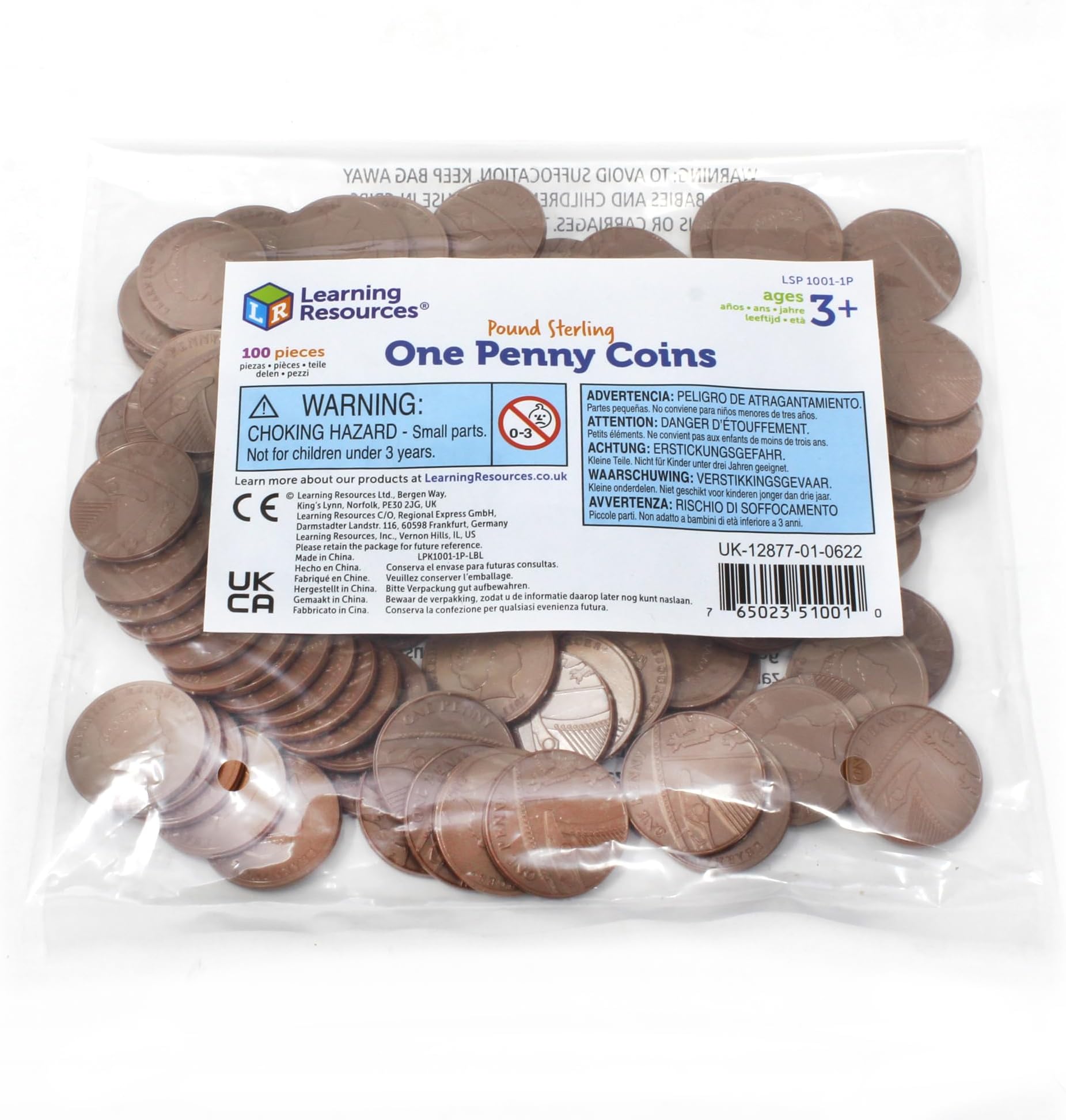 Learning Resources One Pence Coins, Set of 100